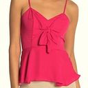 Parker  Tank Top Small Hot Pink Bustier Peplum Bow Ruffle Sleeveless Women Summer Photo 0