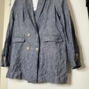 Mango  MNG casual blue linen oversize blazer jacket size women small Photo 2