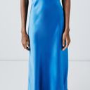 ZARA Dress Cobalt Blue Slip Midi Satin Effect Maxi Wedding Party Photo 7