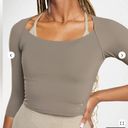 Gym Shark Elevate 3/4 Sleeve Crop Top in Brushed Brown Photo 0