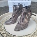 INC Kacela2 Caged pewter/silver rhinestone high heel booties sz 7.5 Photo 13