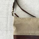 L.L.Bean  Khaki Waxed Canvas Brown Leather Trim Bottom Adjustable Crossbody Bag Photo 7