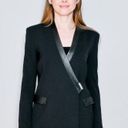 Helmut Lang  Palm Suiting Seamed Blazer Leather Trim Black Size 2 NEW Photo 0