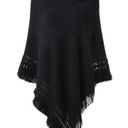 NEW Hooded Cape Fringed Hem Poncho Knit Pattern One Size Size undefined Photo 0