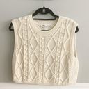 ZARA Cream Cable Knit Cropped Sleeveless Sweater Vest Size Medium Photo 0