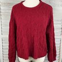 The Moon  & MADISON Chenille Crewneck Cable Knit Cropped Sweater Red-Medium Photo 0