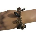 Monet Vintage  Charm Bracelet Black Enamel Gold Tone 7.5 Inches Photo 0