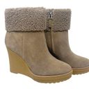 Ralph Lauren NEW LAUREN  Steph Shearling-Cuff Wedge Booties Taupe Size 9.5 Photo 8