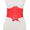 NEW Red Faux Leather Corset Belt Velcro Back Lace Up Front Goth Fairy Fairycore Witch Costume Halloween Photo 0