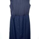 Rebecca Taylor  Tailored Navy Blue Mixed Media Sleeveless Dress sz 5 Photo 3