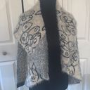 BKE  | Cream+Black Eyelash Yarn Open Front Cardigan Sweater size XS Photo 2