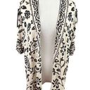 Habitat  Clothing Cream And Black Floral Lightweight Viscose Open Front Cardigan Photo 0