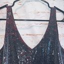 Michael Stars  sleeveless tank top sequins v neck layering S black red lined Photo 1