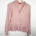 Natori Josie  Pink Long Sleeve V-Neck Soft Blouse Women's Size Small S Photo 0