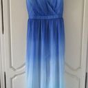 Jay Godfrey NWT  Sinclair Blue Teal Ombre Chiffon Slit Front Maxi Dress Gown 8 Photo 3