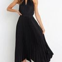 Petal and Pup  Dominique Black Satin Pleated Maxi Dress 4 Photo 0