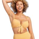 Shade & Shore  Women's Yellow Light Lift Front Tie Bikini Top Size 36C NWT Photo 0