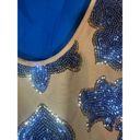 Tracy Reese  for Neiman Marcus Beige & Blue Sequin Floral Blouse Women Sz M Photo 6