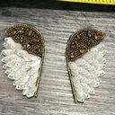 Angel wing statement earrings sequins beaded felt Photo 1