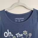 Life is Good  Womens Crusher Tank Top Oh The Places You'll Go Size Small Blue Photo 1