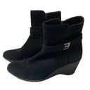 Blondo  Suede Black Leather Buckle Wedge Ankle Boots Sz 8M Photo 0