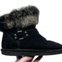 BEARPAW Tigris Womens 7 Cow Suede Rabbit Fur And Sheepskin Black Flat Ankle Boot Photo 9