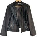 Chico's  1 Womens Jacket Sz M Brown Open Front Gold Hardware Faux Suede & Leather Photo 0