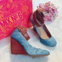 mix no. 6 Blue Denim/Brown Ankle Strap Wedges! Photo 0