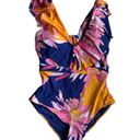 Trina Turk Breeze Ruffle Plunge One Piece Swimsuit Size 14 Photo 2