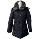 London Fog  Black Winter Puffer Faux Fur Trim Collar Hooded Jacket Parka size S Photo 27