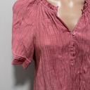 Wonderly  Dusty Rose Pink Mauve Peasant Short Sleeve Shirt Top Large Sheen Belk Photo 4