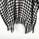 Chico's CHICO’S Black And White Houndstooth Multicolored Accent Panel Fringe Poncho, OS Photo 4