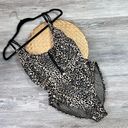 Vintage 90’s Y2K leopard high leg one piece swimsuit Size 12 Photo 0