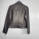 Cole Haan  356M2185 Size M Snap Neck Racer Lambskin Leather Jacket Dark Espresso Photo 4