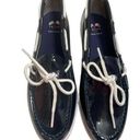 Cole Haan Cole Hann Navy Blue Shiny Patent Leather‎ Boat Shoes w/ White Laces Photo 0