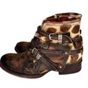 FREEBIRD by Steven Freebird Belfast Leather Leopard Calf Hair Booties Women’s Size 8 Photo 1