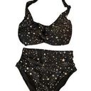 Tempt Me  Women's Medium Black with Gold Stars Halter Neck Bikini Swimsuit Photo 0