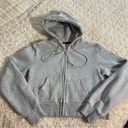 Brandy Melville  Heather Grey Cropped Zip Up Hoodie Jacket One Size XS S Small Photo 0