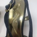 Nina  Denim Strap Wedge Sandals Size 8 Photo 2