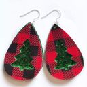 Boutique Sparkly Buff Plaid Christmas Statement Earrings Photo 1