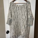 Umgee  Fringe Poncho Knit Shrug White Gray S/M Photo 3