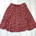 LuLaRoe  Pleated A-Line Red Feather Print Mini Skirt Women's Size Medium Photo 0