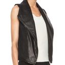 Vince  Leather Linen Moto Biker Vest Women's Black Photo 2