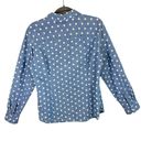 Tommy Hilfiger  Blue Long Roll Tab Sleeve Collared Button Up White Polka Dots M Photo 1