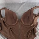 Second Skin Vintage Curvation Bustier Longline Bra 38D  Satin Brown Floral Y2K Photo 6