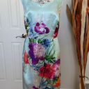 Carmen Marc Valvo Dress NWOT Floral Print Pleated Overlay Shift Sheath Work Mint Plus Size  A-line Photo 0