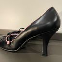 Steve Madden  Y2K Vintage Leather Black Pumps Size 10 Barbiecore Punk Grunge Photo 2