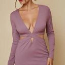 Blue Blush NEW  Purple Sona Long Sleeve V Neck Cut Out Mini Dress Size Small Photo 0