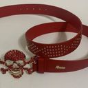 Reason Red Studded Belt W Red Rhinestone Skull Goth Emo Punk Photo 0