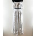 Listicle  Striped Tube Strapless Crop Top Maxi Skirt w High Slit Blue White Large Photo 1